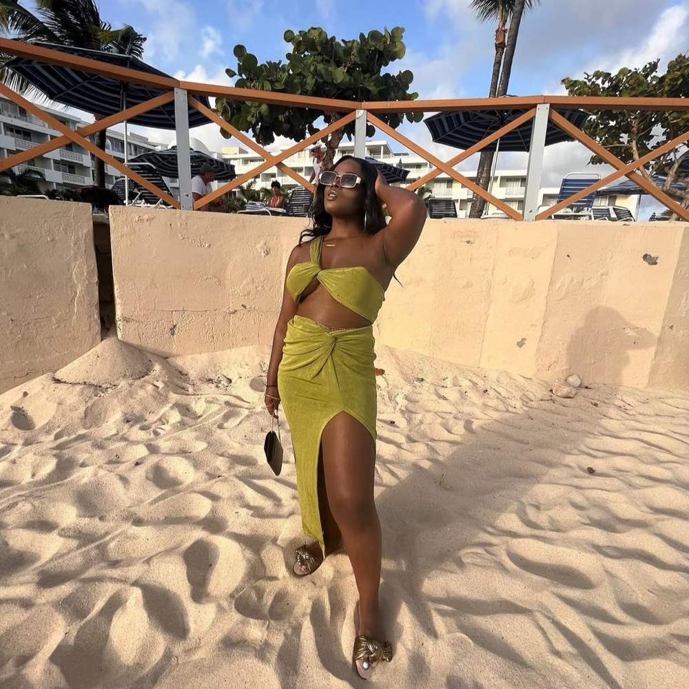 Chic Olive Green Two-Piece Set